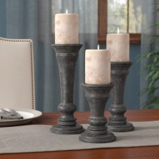 Three Posts 3 Piece Black Wood Candlestick Set THPS2306